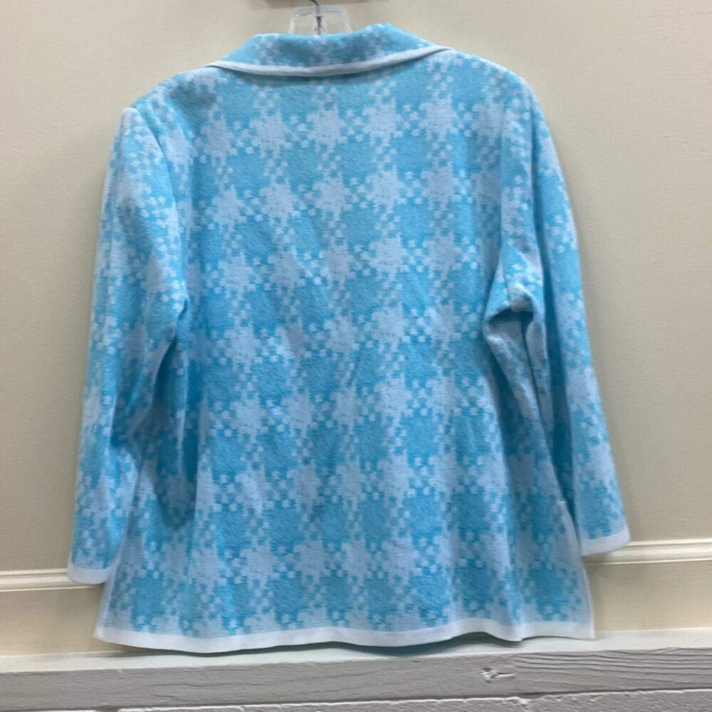 Ming Wang women’s Large NWT Blue and White Geometric Blazer jacket - Picture 7 of 7